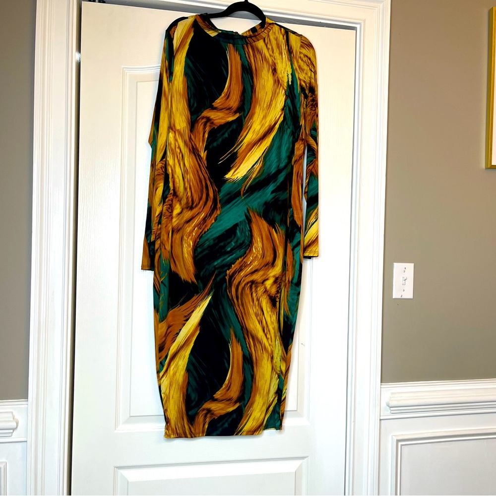Fine arts midi dress Green combo